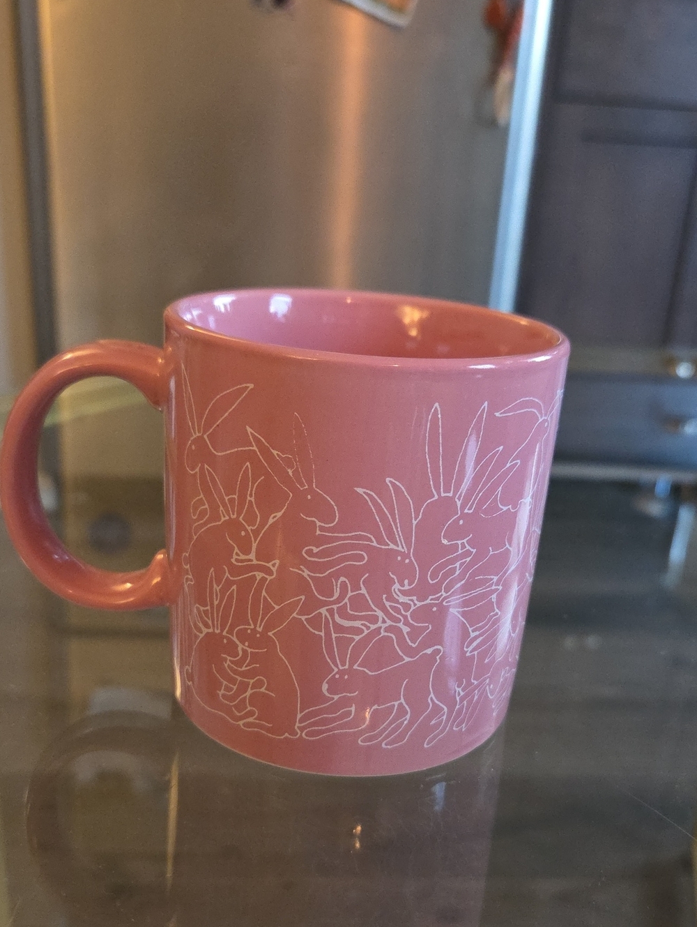 Pink Ceramic Naughty Rabbit Mug with White Bunny's